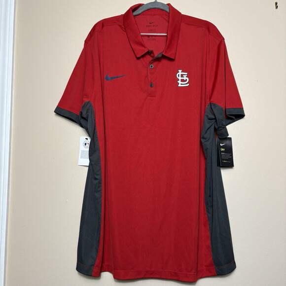 Nike St. Louis Cardinals Dri-fit Polo Shirt Men’s XXL Red Gray MLB Lightweight - Picture 1 of 10